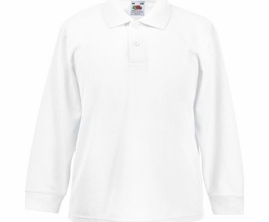Fruit of the Loom  Childrens Long Sleeve 65/35 Pique Polo / Childrens Polo Shirts (5-6) (White)