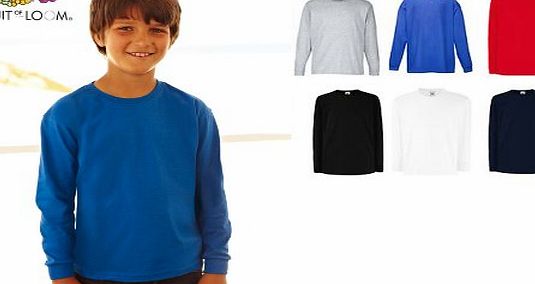 Fruit of the Loom  Kids Long Sleeve Valueweight Cotton T-Shirt