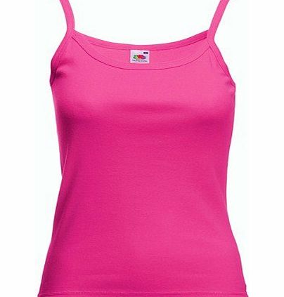 Fruit of the Loom LADIES STRAPPY CAMISOLE TOP T SHIRT - 9 COLOURS (XS-XL) (XS - 6/8, FUCHSIA PINK)