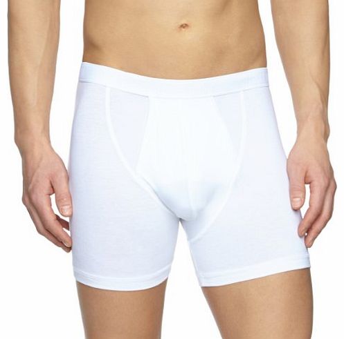 Mens Classic Fly Front Boxer Shorts, White, Small