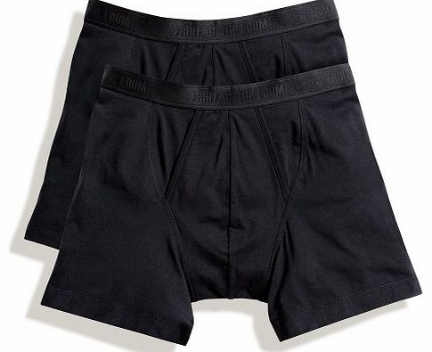 Fruit of the Loom Mens Classic Twill Cotton Boxer Shorts 2 Pack Black L