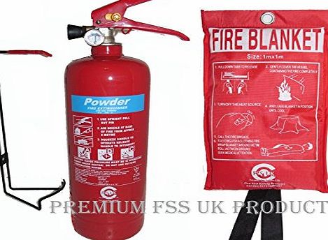 FSS UK PREMIUM FSS UK 2 KG ABC POWDER FIRE EXTINGUISHER With FIRE BLANKET. BSI KITEMARKED