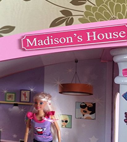 FSSS Ltd PERSONALISED ENGRAVED BARBIE DOLLS HOUSE STREET NAME SIGN PINK CHILDRENS TOYS (PINK)