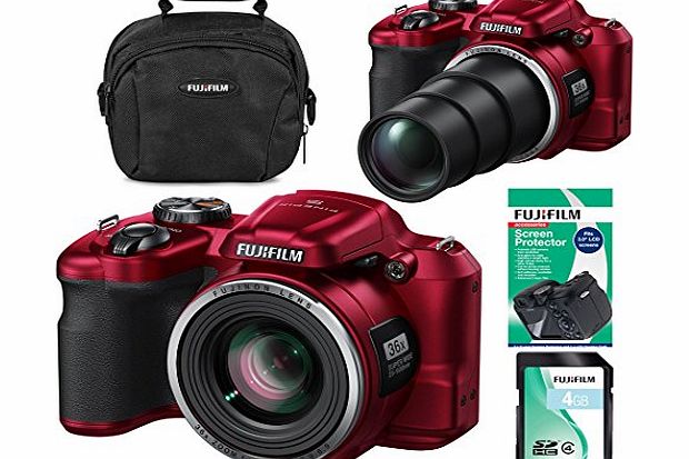 Fujifilm FinePix S8650 16MP Digital Bridge Fuji Camera Bundle - 36x Zoom (Red)