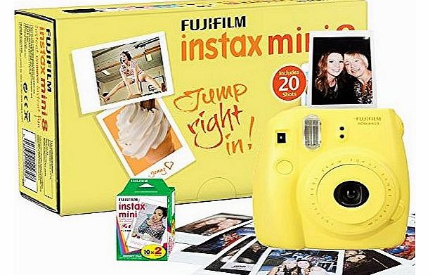 Fujifilm Instax Mini 8 Camera with 20 Shots - Yellow