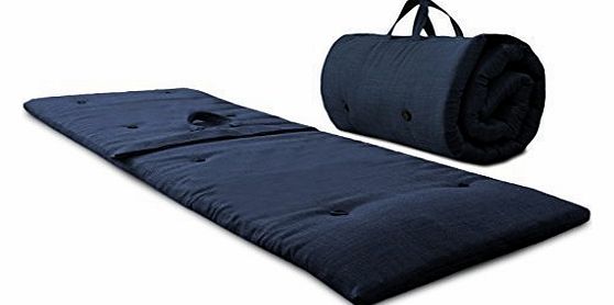 Midnight Blue Roly Poly Futon Sleeping Mattress - Roll Up/ Zip Up/ Guest Bed