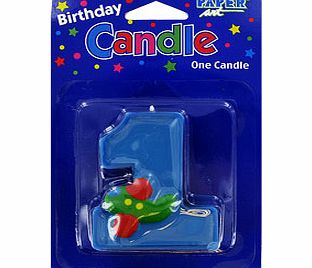 Fun at One Number 1 Moulded Blue Cake Candle