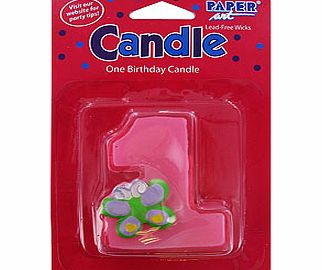 at One Number 1 Moulded Pink Cake Candle