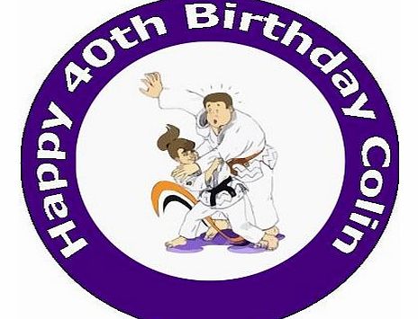 7.5`` Judo Cake Toppers Personalised and Decorated on Edible Wafer Rice Paper - [Please use the Contact Seller link to send us your personalised message for your topper.]