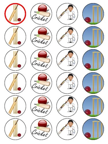 X24 1.5`` Cricket Cup Cake Toppers Decorations on Edible Rice Paper