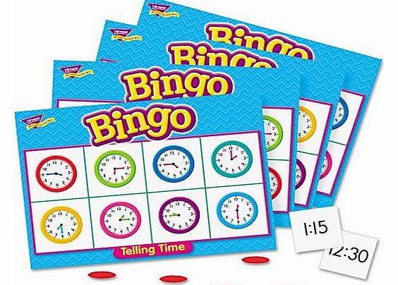 36-Piece 333 g Learning Telling the Time Bingo Games, White