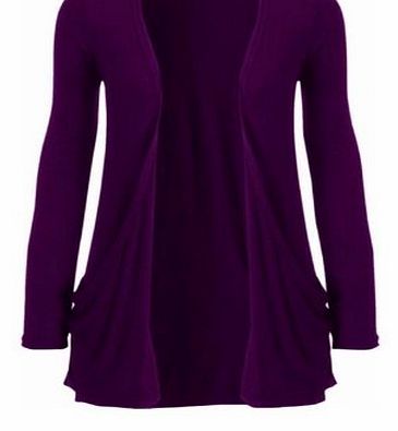 Funky Boutique Ladies Plus Size Pocket Long Sleeve Cardigan : Color - Purple : Size - 20-22 XXL