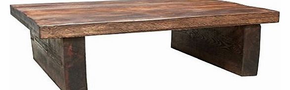 Funky Chunky Furniture Rustic Chunky Wood 2 Leg 2in Top Coffee Table , Medium Oak