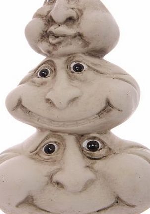 Comical Stacked Stone Faces Garden Ornament Figure Statue