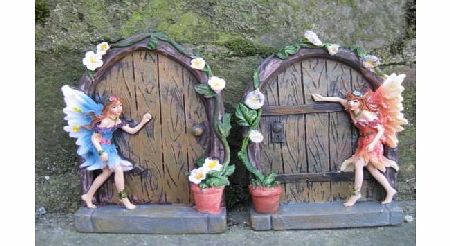 Set of 2 Sparkle Fairy Door Garden Home Ornament