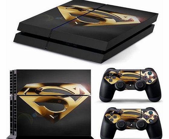 Funky Planet PS4 GOLD SUPERMAN FULL BODY Accessory Wrap Sticker Skin Cover Decal for PS4 Playstation 4