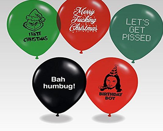 Funny Party Stuff Horrible Balloons CHRISTMAS EDITION - Pack Of 10 Different Funny Offensive Xmas Balloons