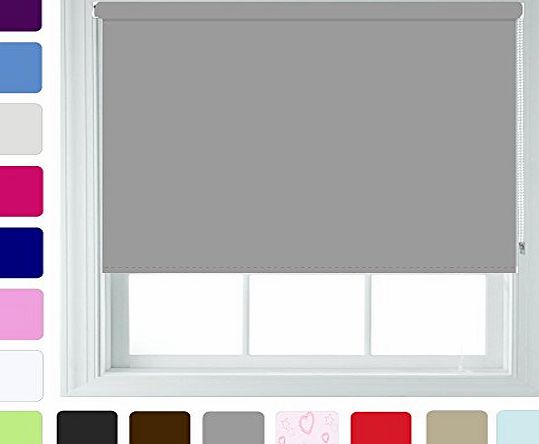Furnished Quality Plain Straight Edge Roller Blinds EASY-INSTALL with FREE Alterations Any Size up to 2.4M   Metal Roller Tube - Grey, 60cm/23.6``