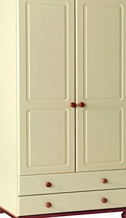 Furniture 2 Go Furniture To Go Copenhagen 2-Door 2-Drawer Robe with Painted MDF, 185 x 89 x 57 cm, Cream/Pine