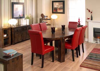 Furniture Link Cube Oval Dining Set with Leather Chairs