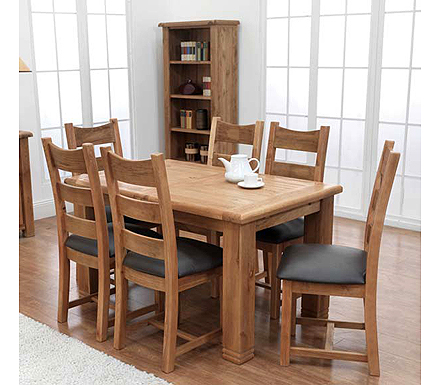 Furniture Link Danube Solid Oak Rectangular Extending Dining Set