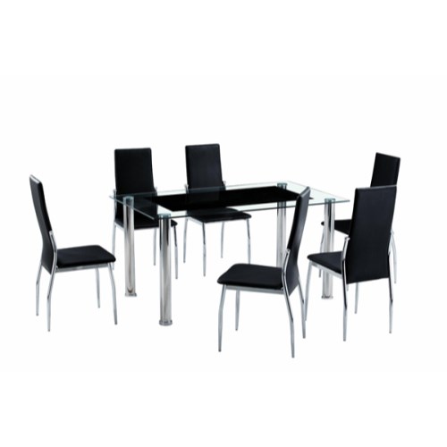 Furniture Link Horizon Black Glass Dining Set