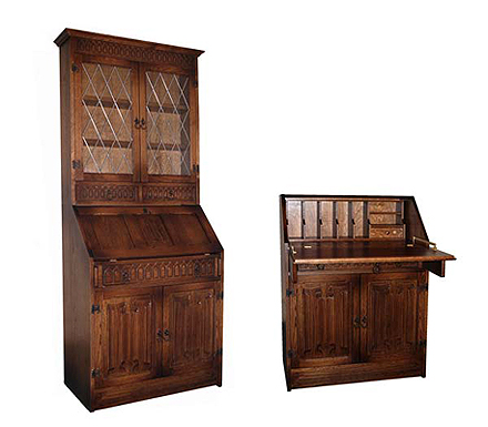 Furniture Link Olde Regal Oak Bureau and Bookcase