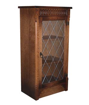 Furniture Link Olde Regal Oak Low Narrow Bookcase with Glazed