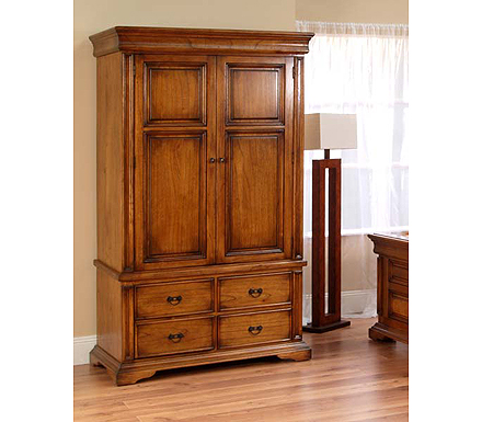 Furniture Link Romano 2 Door Wardrobe with Drawers in Antique Oak
