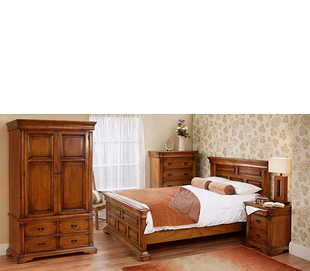 Furniture Link Romano Bedroom Set with Wardrobe in Antique Oak