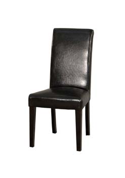 Furniture Link Tina Leather Dining Chairs in Black (pair)