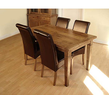Furniture Monkey Oakgrove Rectangular Dining Set with Leather