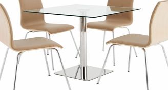 Furniture Village Luca Square Glass Table and 4 Dining Chairs