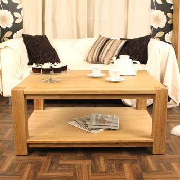 Furniture123 Aldan Solid Oak Wide Rectangular Coffee Table