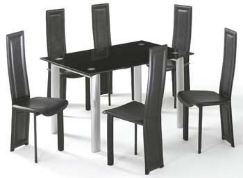 Furniture123 Avanti Dining Set with Black Glass