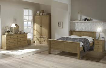 Bourne Pine Bedroom Set with Wide Wardrobe