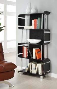 Furniture123 Branden Curve Bookcase in Black Ash BD201