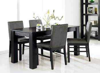 Calla Black Dining Set with Upholstered Chairs
