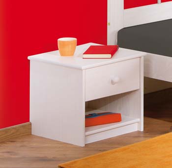 Furniture123 Cami Solid White Pine 1 Drawer Bedside Table