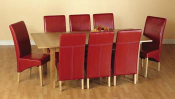 Furniture123 Century Dining Set in Red Leather