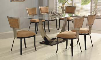 Furniture123 Chalta Rectangular Glass Dining Set with Tan