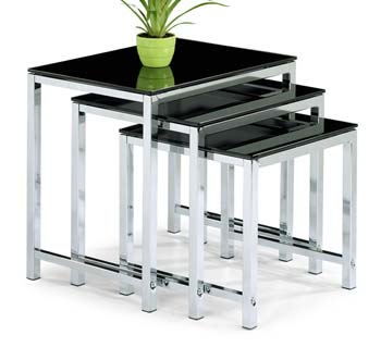 Furniture123 Chiba Nest of Tables in Black Glass - FREE NEXT
