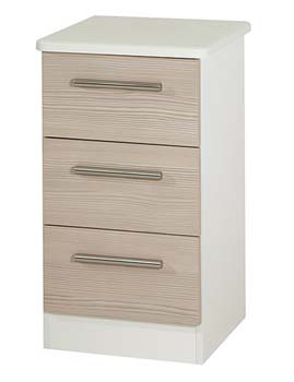 Cino 3 Drawer Bedside Table in Coffee and Cream