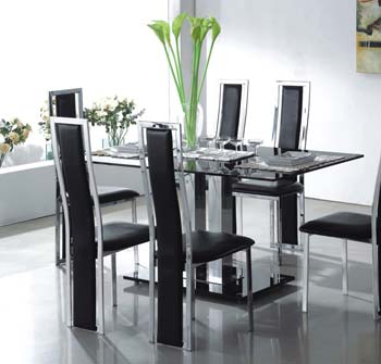 Citron Black Glass Rectangular Dining Table