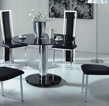 Citron Black Glass Round Dining Table