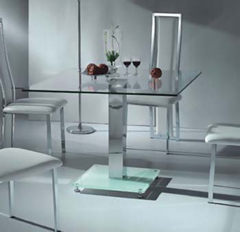 Citron Clear Glass Square Dining Table
