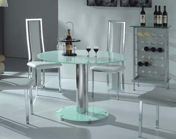 Citron White Glass Round Dining Table