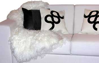 Furniture123 Cushions and Mongolian Throw Bundle in Ivory