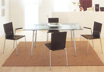 Furniture123 Del Vallo Rectangular Dining Table with Glass Top