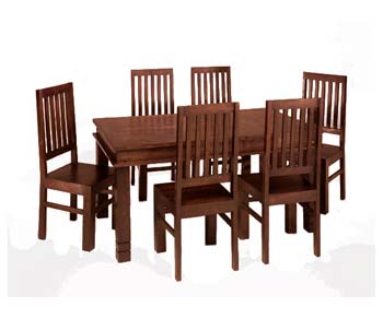 Furniture123 Delhi Indian Square Leg 6 Seater Dining Set